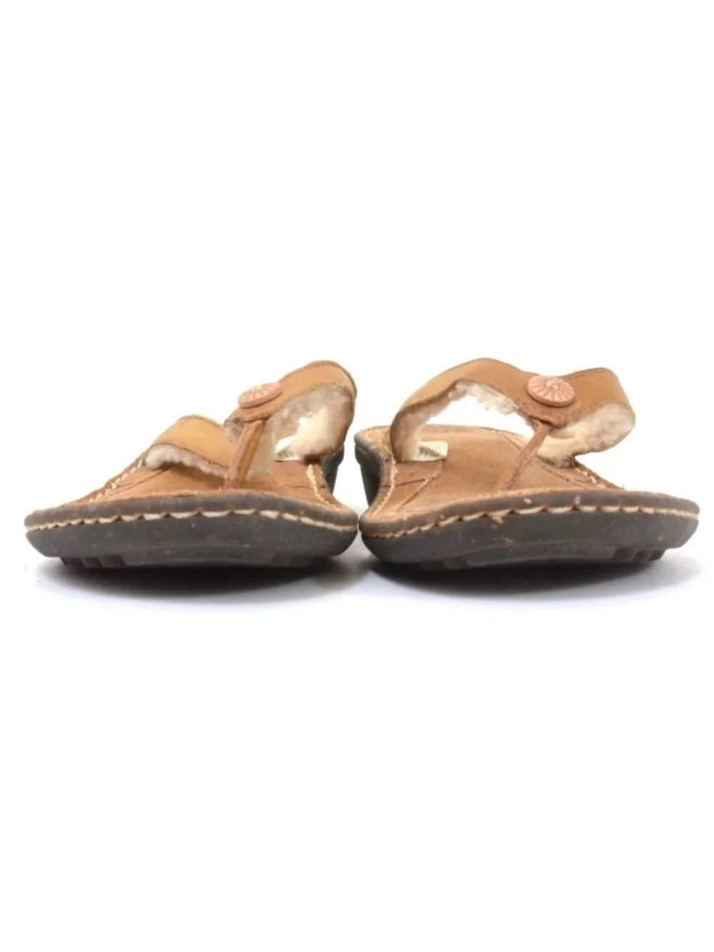 UGG Womens 10 Shearling Fur Leather Flip Flop Thong Slip-On Sandal Wedge